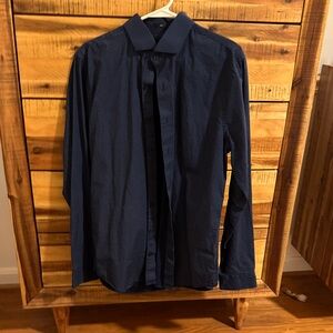 Express Dark Blue Casual Button Down Shirt